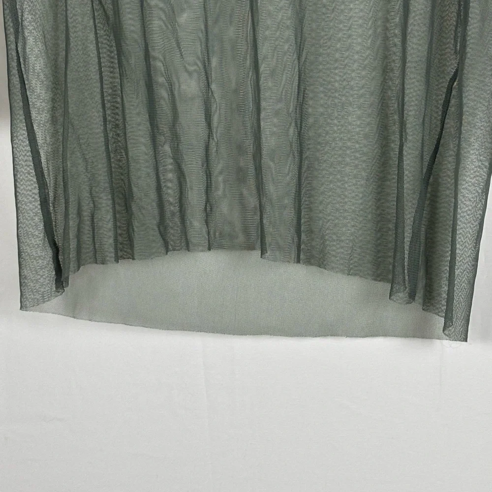Zara Blouse Top Sheer Dark Green M
